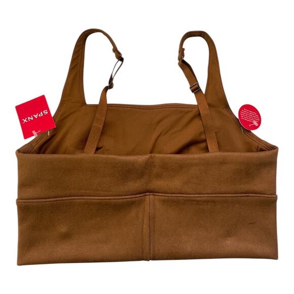 SPANX Women's Longline Square Neck Suede Bralette Rich Caramel Size Small Bra - Picture 3 of 5